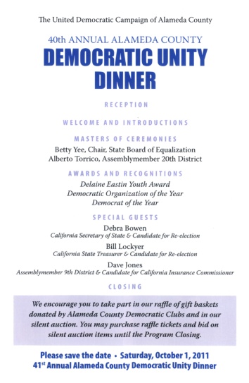 Alameda County Democratic Party Unity Dinner 2009