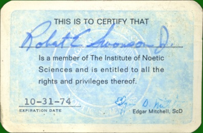 Bob Swanson's IONS Membership Card 1973 (Front)